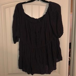 Grey floral off the shoulder top